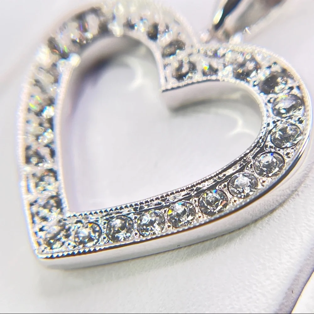 Brilliant Love Swarovski Crystal Open Heart Pendant Necklace